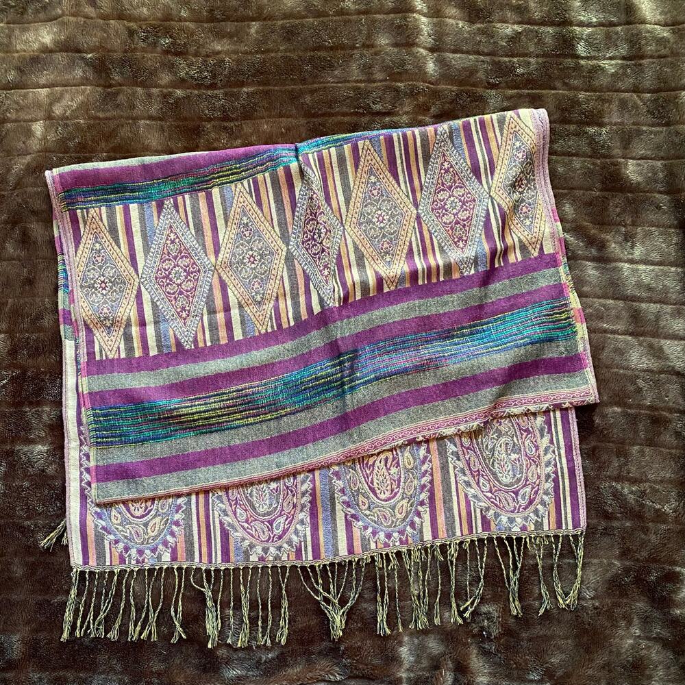 Forever 21 Multi Color ~80" x 28" Fringed Pashmina Scarf